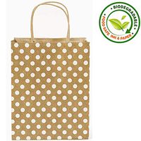GIFT EXPRESSIONS Premium Quality Natural Brown Kraft Bag, Birthday Party Gift Favor Bag Set, Biodegradable Paper (24CT, Polkadots Medium)