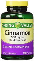 Spring Valley - Cinnamon 500mg Plus Chromium, Twin Pack, 2 Bottles of 180 Capsules