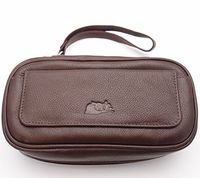 Tobacco Pipe Leather Case - 3 Pipes - Authentic Full Grade Leather - Brown