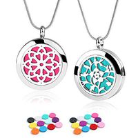 Aromatherapy Essential Oil Diffuser Necklace - ttstar 2pcs Stainess Steel Pendant Locket Diffuser Necklace with 24 Refill Pads for Women, Girlfriend, Mom Birthday Gift
