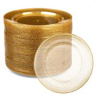 100 Gold Glitter Plastic Plates for Dinner Party or Wedding - 6 Inch Premium Disposable Plastics Plates