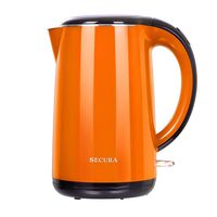 Secura SWK-1701DB The Original Stainless Steel Double Wall Electric Water Kettle 1.8 Quart, Orange