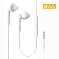 2 Pack Headphones/Earphones/Earbuds,3.5mm Aux Wired in-Ear Headphones with Mic and Remote Control for Samsung Galaxy S9 S8 S7 S6 S5 S4 Edge + Note 4 5 6 7 8 9 and More Android Devices (White)