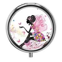 Imiao Pill Organizer Pill Box with 3 Components Metal Portable Vitamin Pill Case for Pocket,Purse,Daily Needs and Travelling (Butterfly Girl)