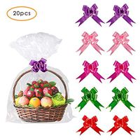 20 Pack Clear Basket Bags Pull Bow Set 10 Pack Packaging Bags Cello Cellophane Wrap and 10 Pack Ribbon Bows … (30 * 44inches)