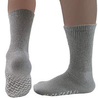 Diabetic Socks Womens Non-slip Grip Cotton 3-Pack Crew Grey By DEBRA WEITZNER