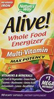 Alive! No Iron Added Whole Food Energizer 90 VegiCaps