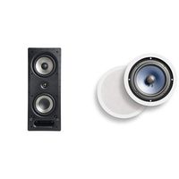 Polk Audio 265-RT 3-Way in-Wall Speaker & Audio RC80i 2-way Premium In-Ceiling 8" Round Speakers, Set of 2 Perfect for Damp and Humid Indoor/Outdoor Placement (White, Paintable Grille)