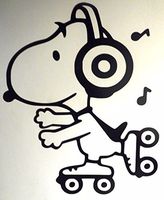 CCI Snoopy Roller Skating The Peanuts Decal Vinyl Sticker|Cars Trucks Vans Walls Laptop|Black|5.75 in|CCI377