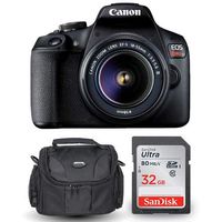 Canon EOS Rebel T7 with 18-55mm f/3.5-5.6 + Ultra 32GB and Gadget Bag Bundle [International Version]