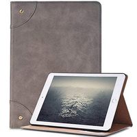 elecfan 2018 iPad 9.7" Case, Book Style Protective Cover,Vintage Retro Design,Well Fitted,Thin & Lightweight,Not Bulky,Folio Stand Case for Apple 2017&2018 iPad 9.7 - Grey