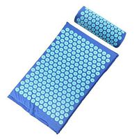 Acupressure Massager Mat Relaxation Relief Stress Tension Body Yoga Mat Relieve Body Stress Pain Spike Cushion Mat with Pillow,Blue