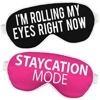 Gifts for Mom - Set of 2 I'm Rolling My Eyes Right Now Black/White Sleep Mask & Staycation Mode Hot Pink/White Sleep Mask Gift Set - Teen Gifts Mask Eyeroll blk/Stycation hpk