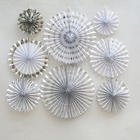 Meolin 8 Pcs/Set Creative Paper Flower Fan Hanging Banner for Party Decorations,Paper,7.78in