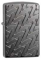 Zippo Armor Geometric Weave Design Pocket Lighter, High Polish Black Ice Geometric Weave (49173)