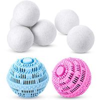 Laundry Cleaning Ball and Wool Dryer Ball Reusable Natural Fabric Dryer Balls Laundry for Washing Machine with Beads, Alternative to Laundry Detergent Softener Ball