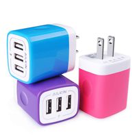 Wall Charger, USB Charger Adapter, Ailkin 3.1A/3Pack Muti Port Fast Charging Cube Power Charge Base Block Plug Replacement for Phone X/8/7 Plus, Samsung Note9/S9/S8/S7, Kindle Fire and More USB Plug