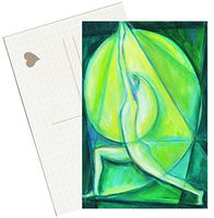 Green Yoga 4"x6" Set of 6 Linen Postcards