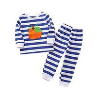 residentD 🍒🍑Baby Boys Girls Halloween Pumpkin Striped Pajamas Sleepwear Toddler Colthes Outfits 0-24M (Age:6-12 Months, Blue)