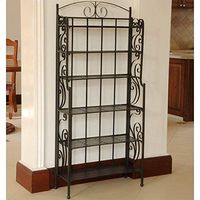 International Caravan 6 Shelf Large Iron CD DVD Storage Rack in Black