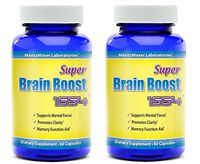 Brain Supplement Nootropic Super Brain Boost 1554 Improve Focus Calrity Memory Concentration Contains Ginkgo Biloba St. John's Wort Bacopa Monniera DMAE 60 Capsules 2 Bottles