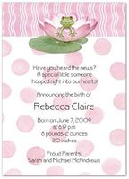Lily Pad on Pink Birth Announcements - Set of 20