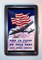 WORLD WAR II BOMBERS KEEP 'EM FLYING POSTER Double-Sided Cigarette Case, ID Holder, Wallet with RFID Theft Protection