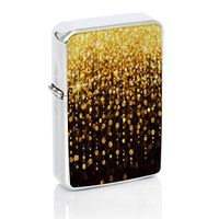 Gold Glitter Windproof Flip Top Silver Lighter
