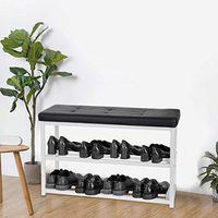 Ywoow 3-Tier Shoe Bench for Entryway Shoe Storage Organizer Rack with Foam Padded Seat US Warehouse Sending