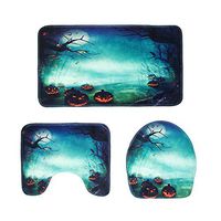 Libobo3PCS Halloween Pumpkin Series Toilet Floor Mat Exquisite Print Three-Piece Toilet Mat (C)