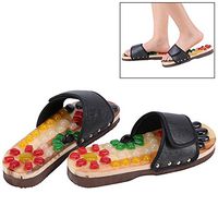 Massage Shoes Colorful Pebbles Natural Stone Massage Shoes Foot Reflexology Zones Acupressure For Foot Care Relaxation At Home(41-黑色)