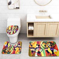 TbpersicwT Home bedroom carpet door mat, 3Pcs Exotic Women Fruit Non-slip Bathroom Toilet Lid Cover Floor Mat Rug Carpet