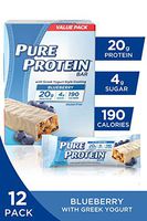 Pure Protein Bars, High Protein, Nutritious Snacks to Support Energy, Low Sugar, Gluten Free, Blueberry Greek Yogurt (12 Count of 1.76 oz Bars), 21.12 oz