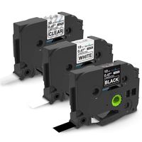 Wonfoucs Label Maker Tape 12mm 0.47 Laminated White/Clear/Black TZ TZe Tapes Replacement for Brother PTouch PT-1890, PT-D210, PT-D200, 3-Pack TZe-131/TZe-231/TZe-335