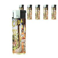 Refillable Electronic Lighter Set of 5 Pieces D-040 Cuba - Holiday Isle of The Tropics" Vintage Travel