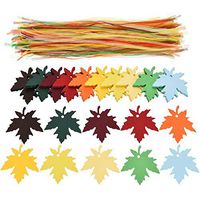 Sumind 200 Pieces Maple Leaves Gift Tags Colorful Name Tags and 200 Pieces Organza Ribbons for Christmas Thanksgiving Fall Party Decoration