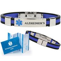 "Alzheimer's" Designer Medical Alert ID Bracelet. Choose Color!