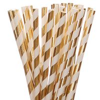 Biodegradable Paper Straws Gold Foil Striped (75)