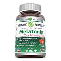 Amazing Formulas Melatonin Quick Dissolve-10 Mg Tablets(Non-Gmo,Gluten Free) Helps Fall Asleep Fast&Stays Asleep All Night - Helps Regulate Sleep Cycle-Calming & Relaxing Effect(250Tablets,Strawberry)