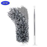 Microfiber Duster with Extension Pole(Stainless Steel), Extra Long 100 inches, with Bendable Head, Extendable Duster for Cleaning High Ceiling Fan, Interior Roof, Cobweb, Gap Dust- Wet or Dry Use