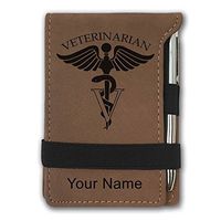 Mini Notepad, Veterinarian, Personalized Engraving Included (Dark Brown)