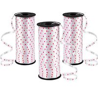 Tatuo 3 Rolls Valentine Ribbons Heart Curling Ribbon for Decoration and Gift Wrapping, 100 Yards of Each Roll (White Heart)