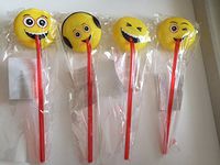 Nine (9) Fun Emoji Drinking Straw, Assorted face Designs