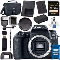Canon EOS 77D DSLR Camera (Body Only) 1892C001 + Sony 128GB SDXC Card + LPE-17 Lithium Ion Battery + Universal Slave Flash Unit + Canon 100ES EOS Shoulder Bag + Card Reader + Memory Card WalletBundle
