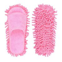 Microfiber Slippers Floor Cleaning Mop Men and Women House Dusting Slippers Floor Cleaning Tool (Pink)