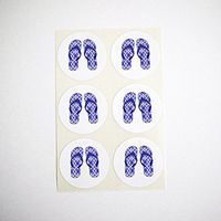 Flip Flops Sandals Stickers, Round Seals, Party Favor Labels, Cupcake Toppers, for Summer Themed Parties, Hawaiian Floral Pattern, 1.5 Inches, 30 Stickers, Purple