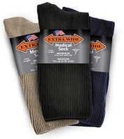 Extra-Wide Medical Crew Sock for MEN 8-11 (Up to 6E wide) Variety 3PK (BLACK, TAN, NAVY)