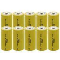 10x Exell SubC 1.2V 1500mAh NiCD Button Top Rechargeable Batteries for meters, radios, hybrid automobiles, high power static applications (Telecoms, UPS and Smart grid), radio controlled devices