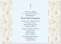 Vintage Floral II Taupe & Blue Baptism Invitations Christening Invitations - Set of 20