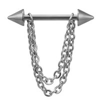 New Beautiful Nipple Ring 1Pc Fashion Multilayer Chain Drop Nipple Bar Ring Barbell Body Piercing Jewelry - Silver Cone